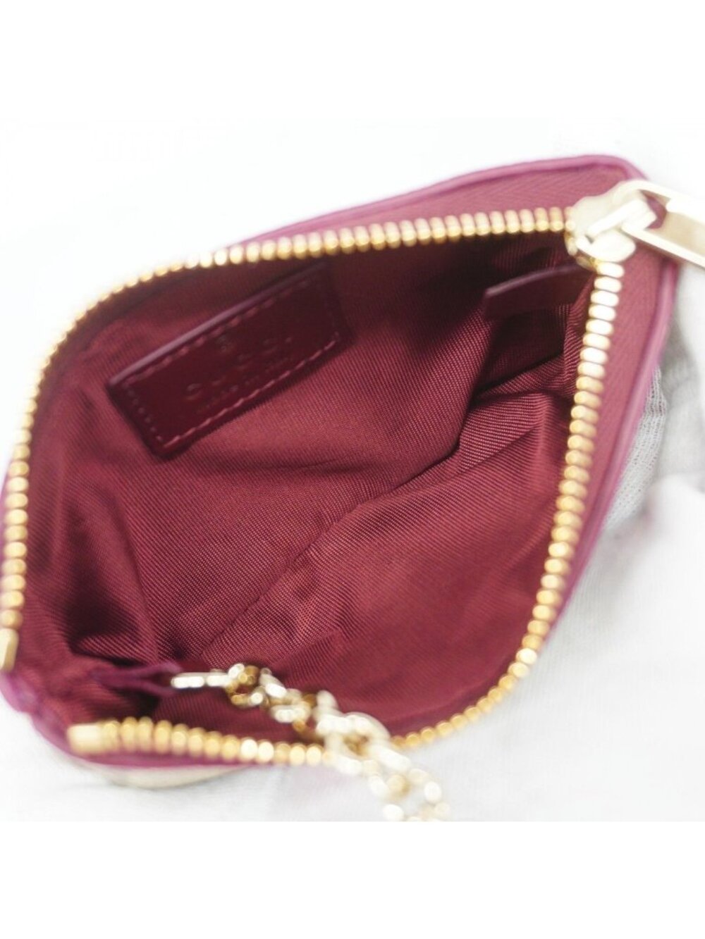 Gucci Coin Case GG Supreme Cat Detail Brown Bordeaux Gold - Picture 3 of 7